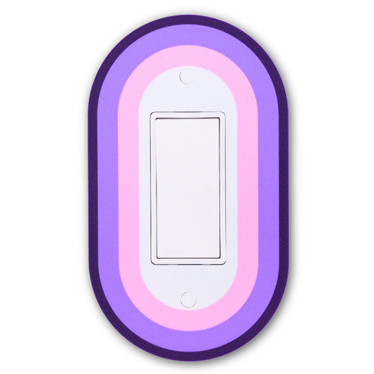 Oval Colored wall plate in purple and pink concentric rings — single rocker switch