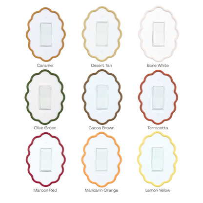 Wavy Oval 3D Wall Plate custom frame in caramel, desert tan, bone white, olive green and 5 more colors