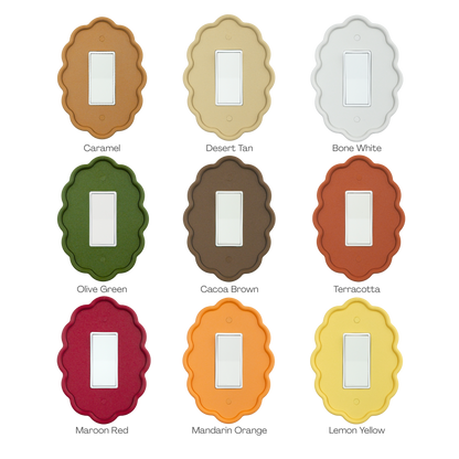 Wavy Oval 3D Wall Plate in caramel, desert tan, bone white, olive green and 5 more custom colors