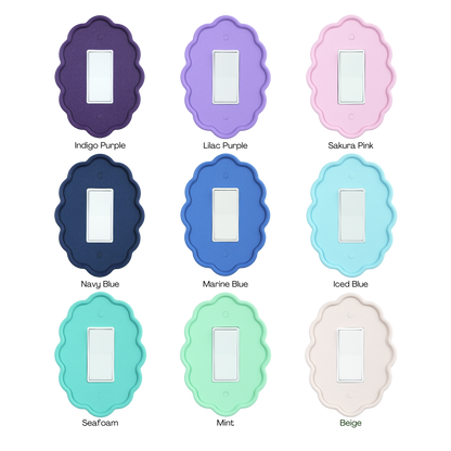 Wavy Oval 3D Wall Plate in purple, lavender, pink, navy, teal, mint and beige custom colors