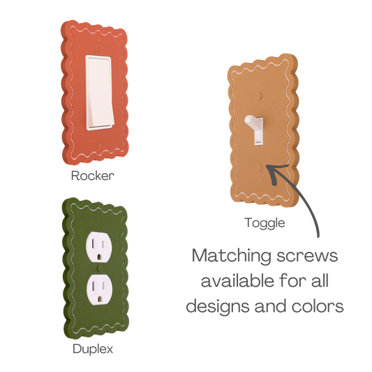 Scalloped Rectangle 1 Row wall plate types — rocker, toggle, and duplex outlet options