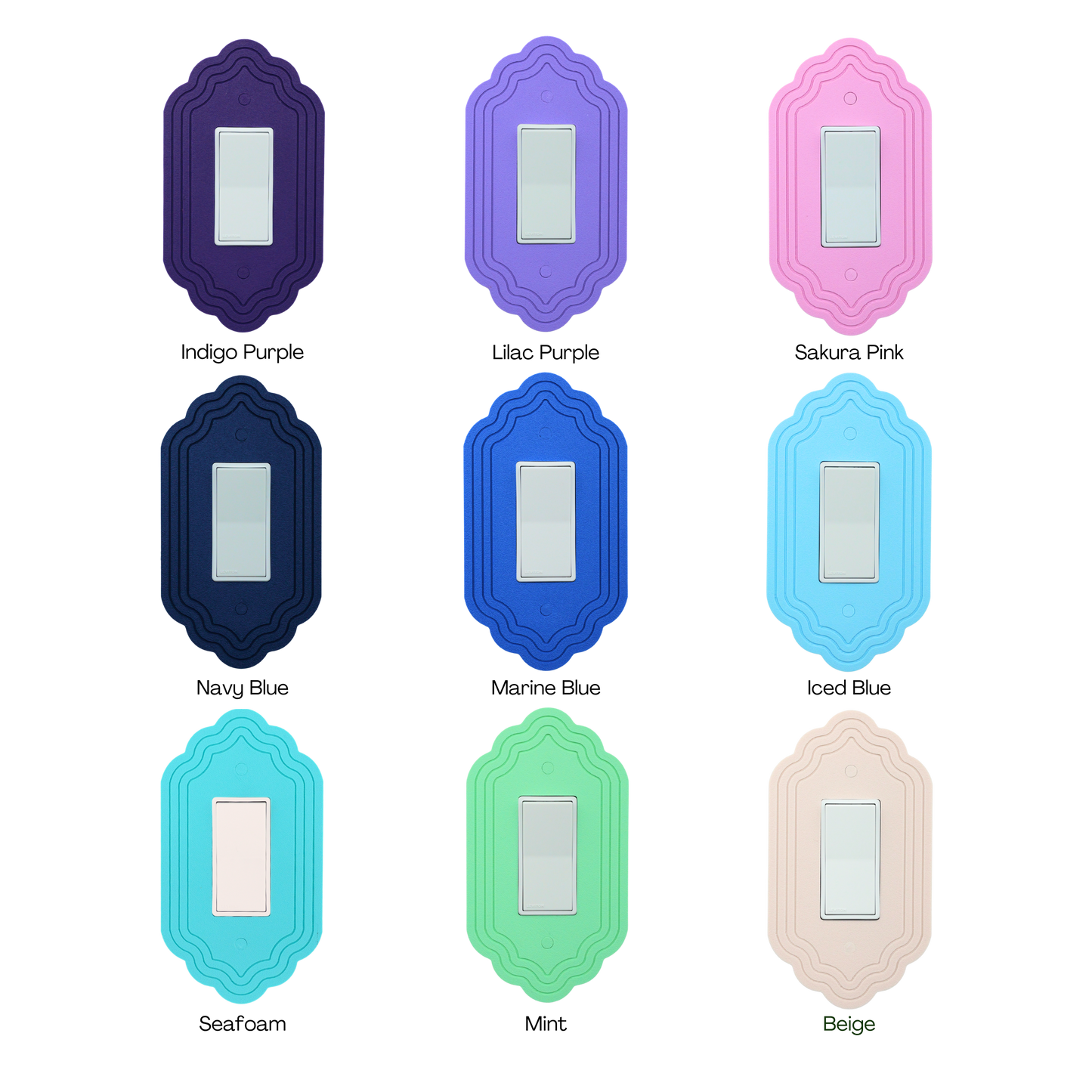 Vintage 3 Lines Wall Plate color palette — purple, blue, teal, mint and beige tones