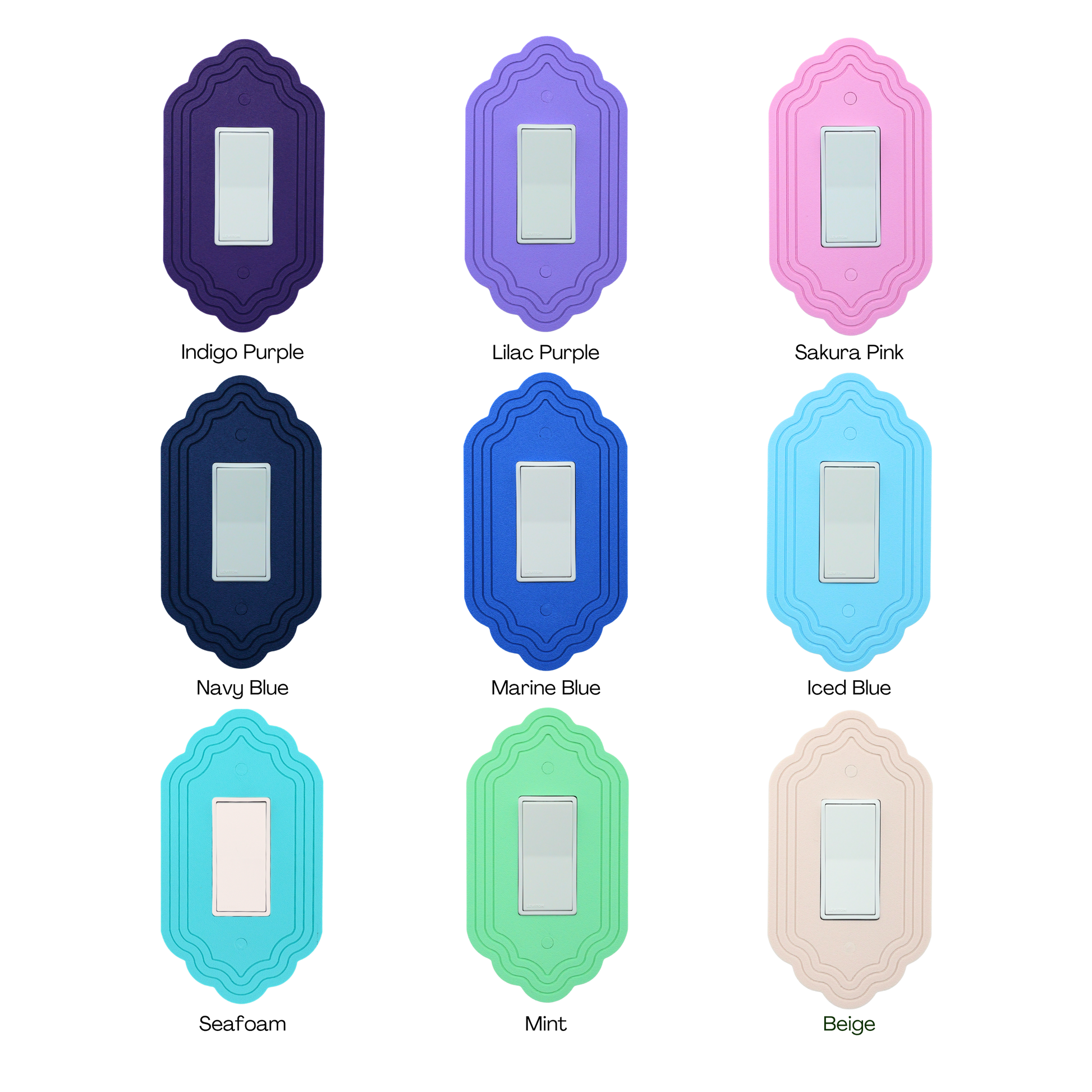 Vintage 3 Lines Wall Plate color palette — purple, blue, teal, mint and beige tones