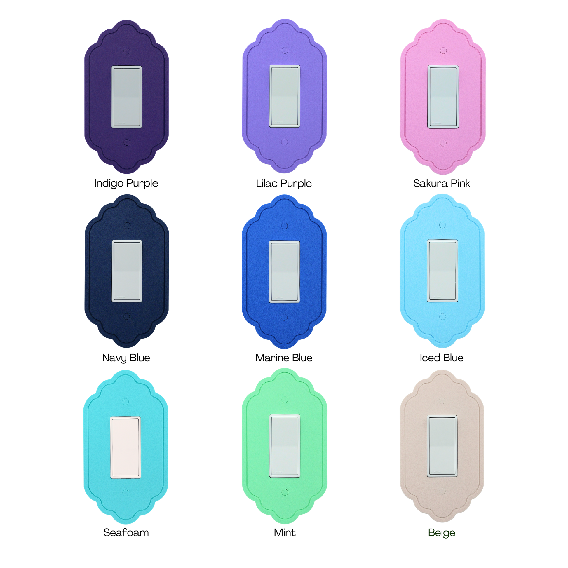 Vintage 1 Lines Wall Plate color palette — purple, blue, teal, mint and beige tones