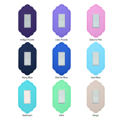 Vintage 1 Lines Wall Plate color palette — purple, blue, teal, mint and beige tones