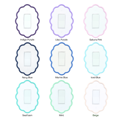 Wavy Oval 3D Wall Plate custom frame in purple, lavender, pink, navy, teal, mint and beige colors
