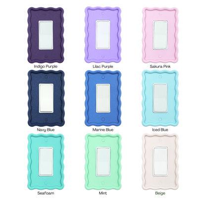 Wavy Rectangle 3D Wall Plate color options: purple, lavender, pink, navy, blue, turquoise, teal, mint, beige