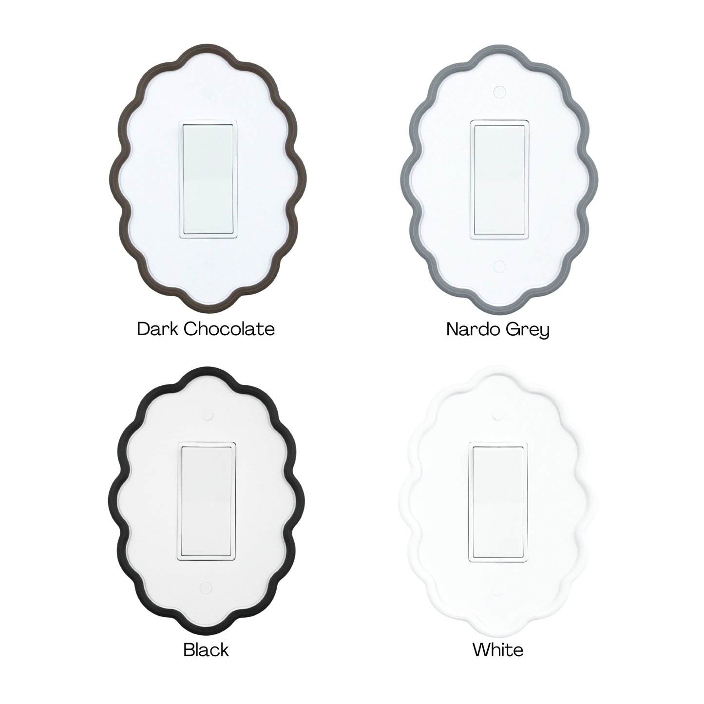 Wavy Oval 3D Wall Plate custom frame in bronze, gray, black and white colors