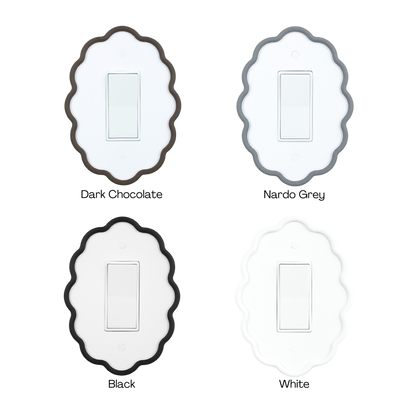 Wavy Oval 3D Wall Plate custom frame in bronze, gray, black and white colors