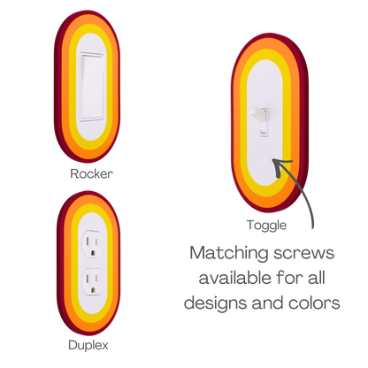 Oval Colored wall plate in yellow tones available in rocker, toggle, and duplex switch types