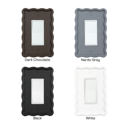 Wavy Rectangle 3D Wall Plate color options: dark brown, gray, black, white