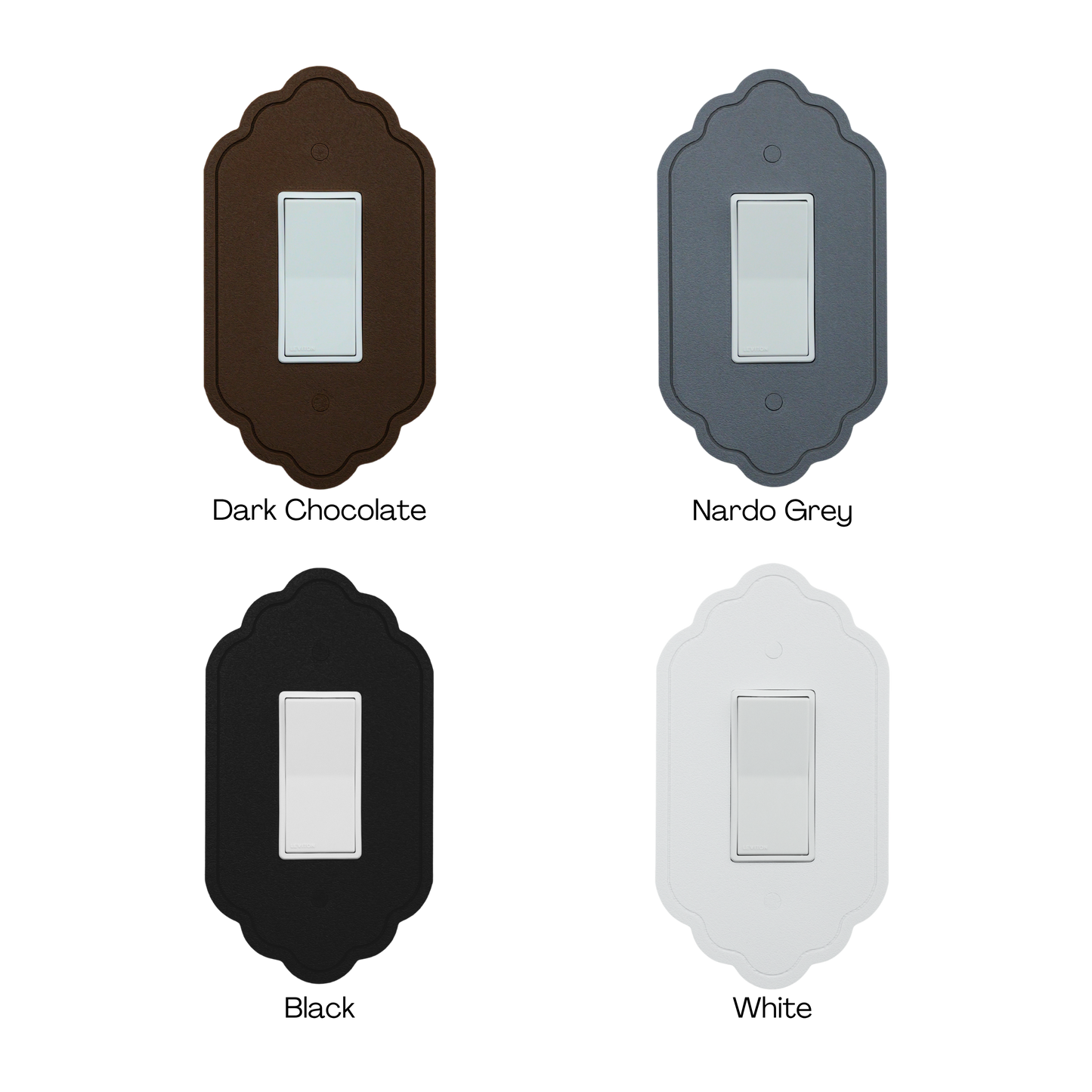 Vintage 1 Lines Wall Plate color palette — walnut brown, gray, black and white