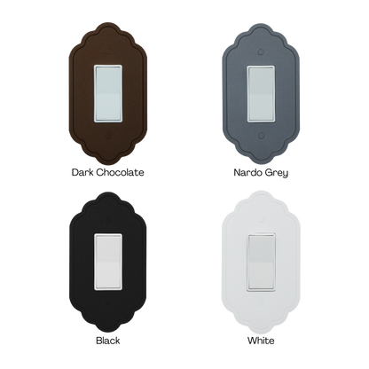 Vintage 1 Lines Wall Plate color palette — walnut brown, gray, black and white
