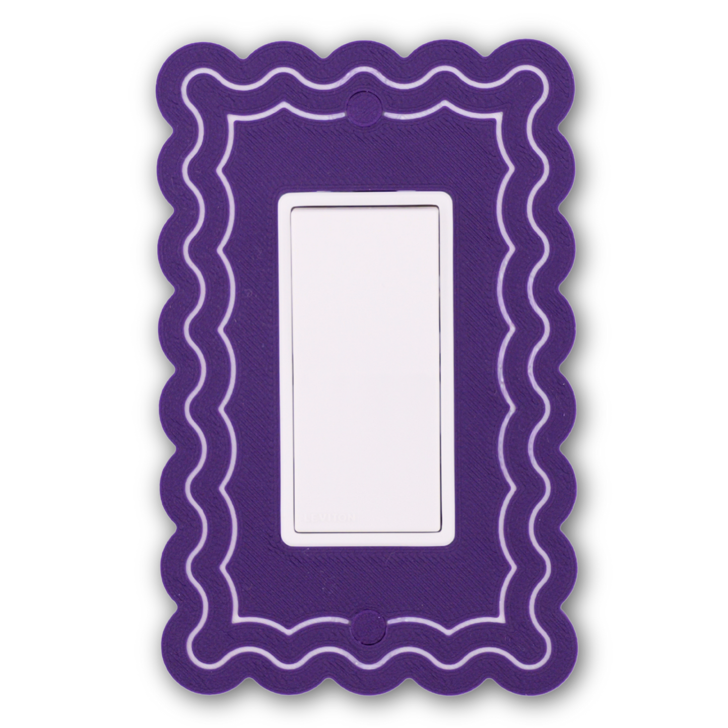 Scalloped Rectangle 2 Rows wall plate in purple — single rocker switch