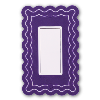 Scalloped Rectangle 2 Rows wall plate in purple — single rocker switch