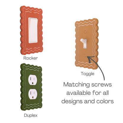 Scalloped Rectangle 2 Rows wall plate types — rocker, toggle, and duplex outlet options