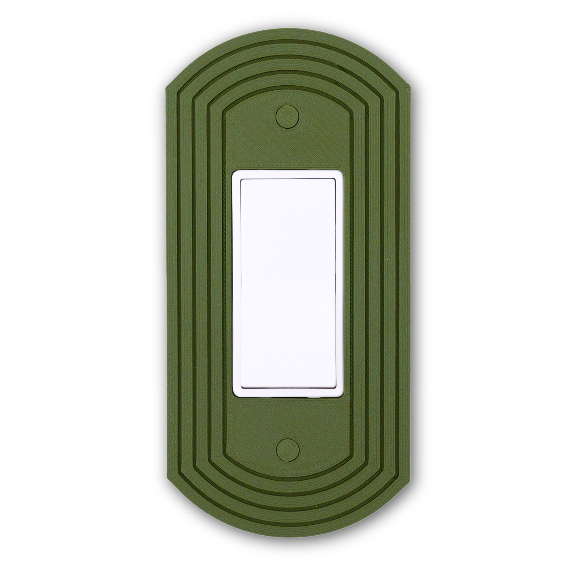 Rounded Wall Plate in olive green — single rocker switch