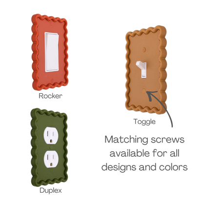 Scalloped Rectangle 3D Wall Plate available as rocker, toggle and duplex outlet styles