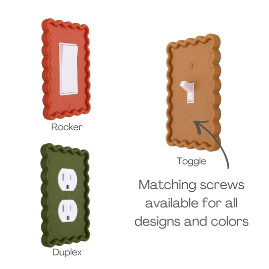 Scalloped Rectangle 3D Wall Plate available as rocker, toggle and duplex outlet styles