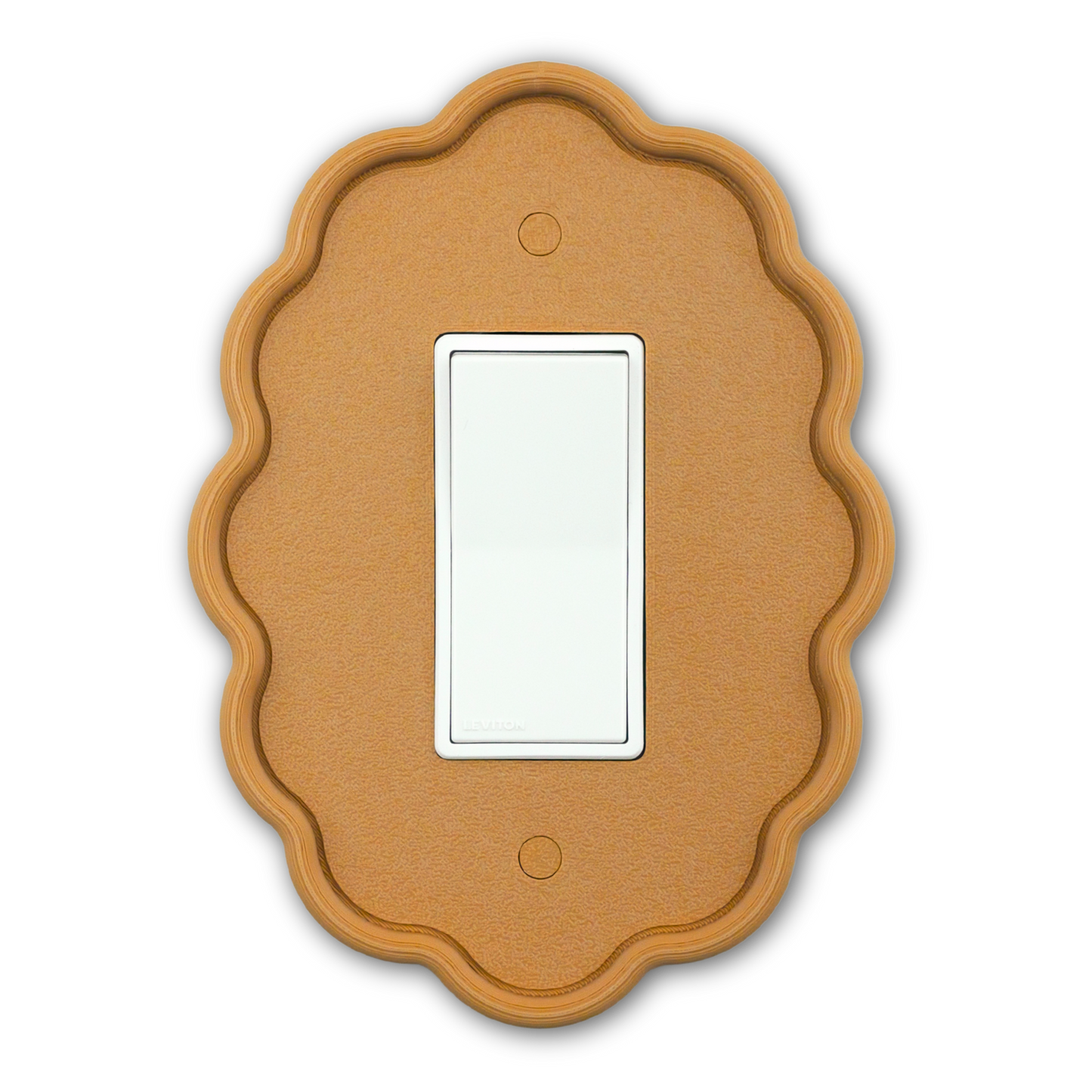 Wavy Oval 3D Wall Plate in caramel — single rocker switch