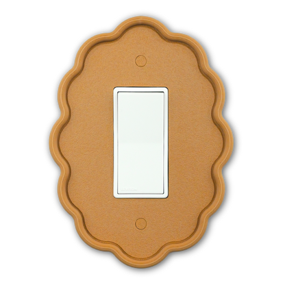 Wavy Oval 3D Wall Plate in caramel — single rocker switch