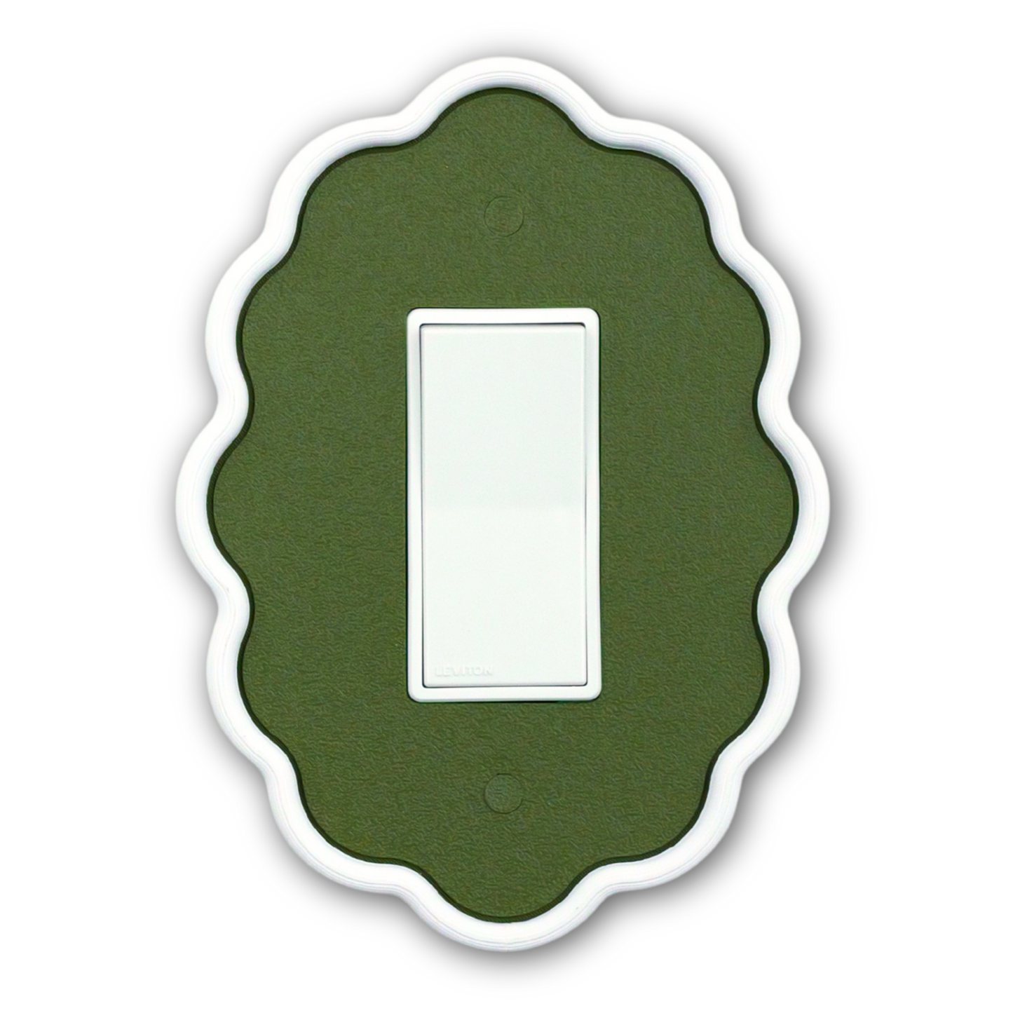 Wavy Oval 3D Wall Plate decorative wall plate in olive green — single rocker switch