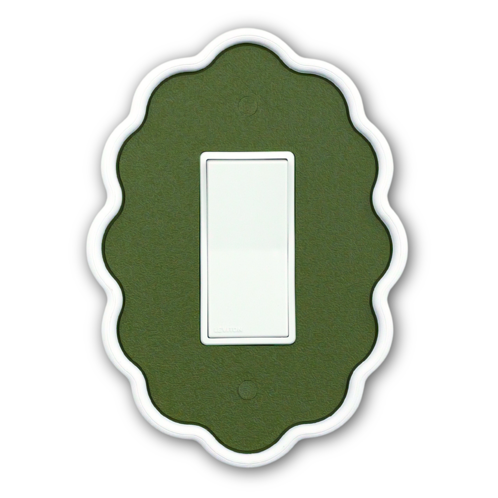 Wavy Oval 3D Wall Plate decorative wall plate in olive green — single rocker switch