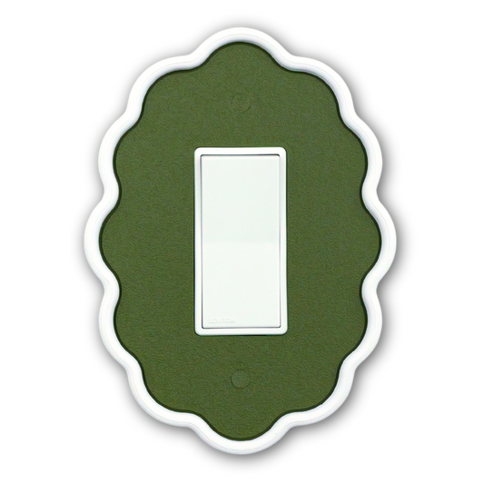 Wavy Oval 3D Wall Plate decorative wall plate in olive green — single rocker switch