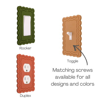 Scalloped Rectangle 2 Rows wall plate types — rocker, toggle, and duplex outlet options