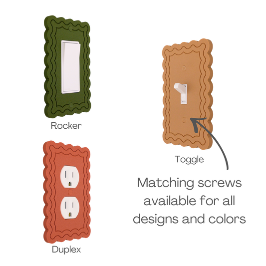 Scalloped Rectangle 2 Rows wall plate types — rocker, toggle, and duplex outlet options